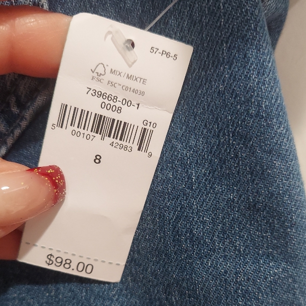 GAP Blue Denim Jumpsuit with Rolled Sleeves - Picture 3 of 6